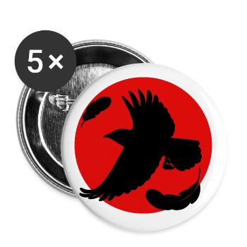Corbeau sur fond rouge - Lot de 5 petits badges (25 mm) - blanc - Devant