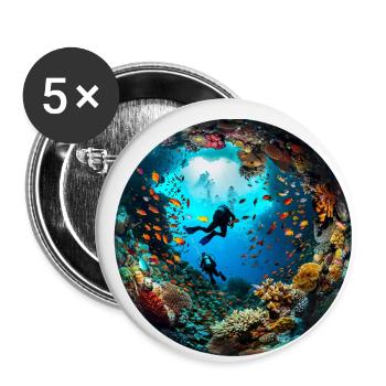 Diving as a gateway to the sea - Buttons small 1''/25 mm (5-pack) - white - Front