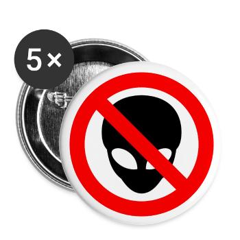 Gris Aliens Interdit Signe - Lot de 5 petits badges (25 mm) - blanc - Devant