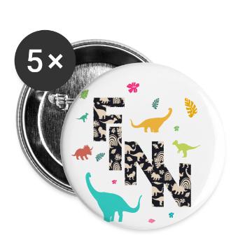 FINN - Beautiful boy name with dinosaur - Buttons small 1''/25 mm (5-pack) - white - Front