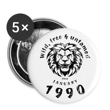 35. Geburtstag Wild, free & untamed since 10/1989 - Buttons small 1''/25 mm (5-pack) - white - Front