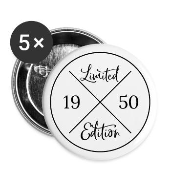Limited edition 1950 - 75. Geburtstag Geschenk - Buttons klein 25 mm (5er Pack) - Weiß - Vorne