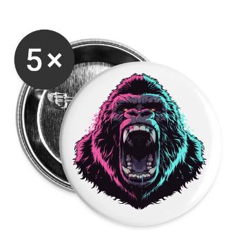 Furious gorilla head in pop art style - Buttons small 1''/25 mm (5-pack) - white - Front