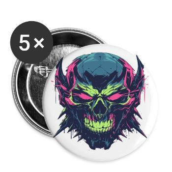 A furious skeleton with colorful graphics - Buttons small 1''/25 mm (5-pack) - white - Front