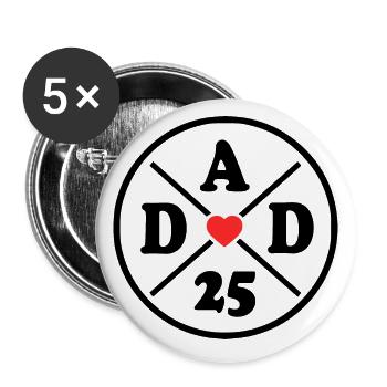 Dad 2025 - Buttons klein 25 mm (5er Pack) - Weiß - Vorne