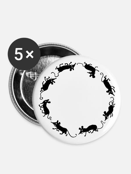 Mäuse - Buttons klein 25 mm (5er Pack) - Weiß