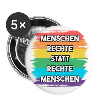 Menschenrechte statt rechte Menschen LGBT Vielfalt - Buttons klein 25 mm (5er Pack) - Weiß - Vorne