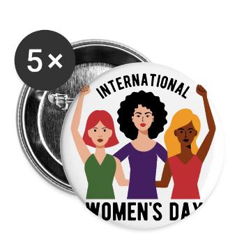Journée internationale de la femme - Cadeau - Lot de 5 petits badges (25 mm) - blanc - Devant