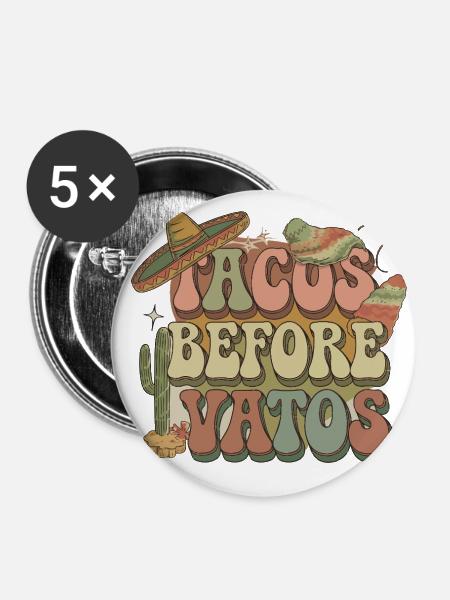 Tacos - Buttons klein 25 mm (5er Pack) - Weiß