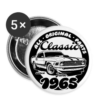 60. Geburtstag - Klassiker Musclecar 06/1965 - Buttons klein 25 mm (5er Pack) - Weiß - Vorne