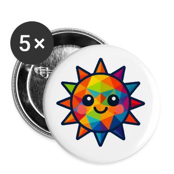 WPAP Polygon Kawaii Stil Baby Sonne - Buttons klein 25 mm (5er Pack) - Weiß - Vorne