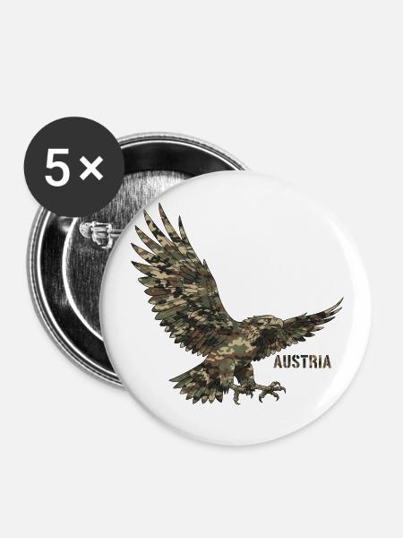 Multicam Adler 'Austria' - Buttons klein 25 mm (5er Pack) - Weiß