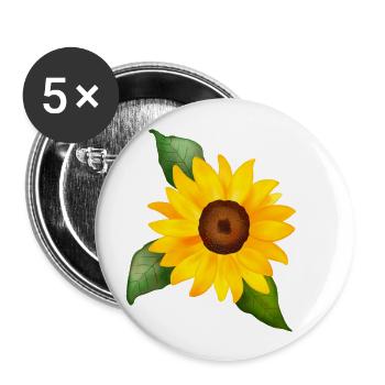 Cheerful sunflower hand painted watercolor - Buttons small 1''/25 mm (5-pack) - white - Front