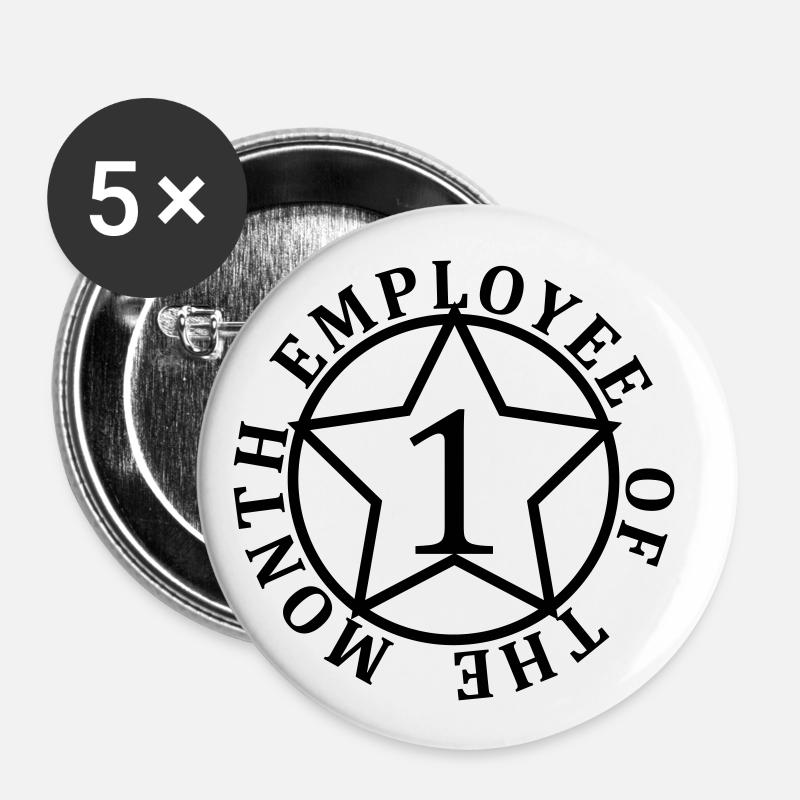 Employé du mois - Lot de 5 petits badges (25 mm) - blanc