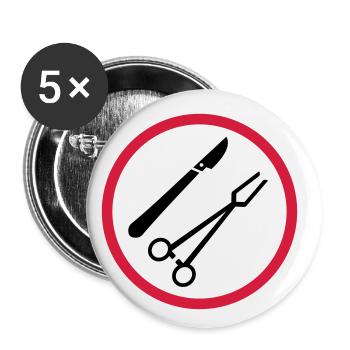 Medizin Skalpell Arzt, OP, Krankenschwester - Buttons klein 25 mm (5er Pack) - Weiß - Vorne