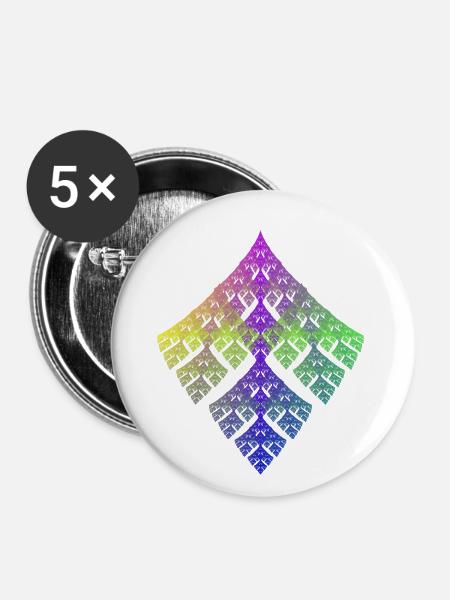Fraktal - Buttons klein 25 mm (5er Pack) - Weiß