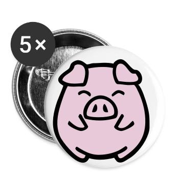 cute pig - Buttons small 1''/25 mm (5-pack) - white - Front