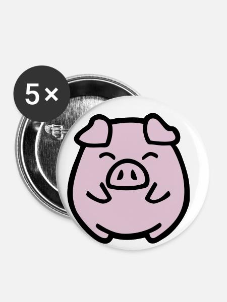 cute pig - Buttons klein 25 mm (5er Pack) - Weiß