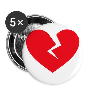 Broken Heart-Grafik - Buttons klein 25 mm (5er Pack) - Weiß - Vorne