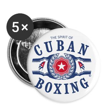CUBAN BOXING SPIRIT USED LOOK - Buttons klein 25 mm (5er Pack) - Weiß - Vorne