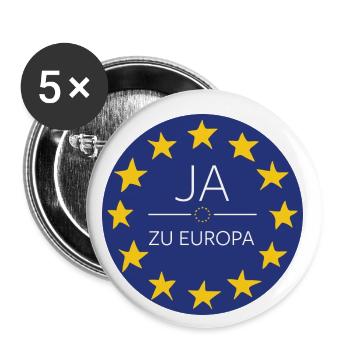 Ja zu Europa - EU Sterne Design - Buttons klein 25 mm (5er Pack) - Weiß - Vorne