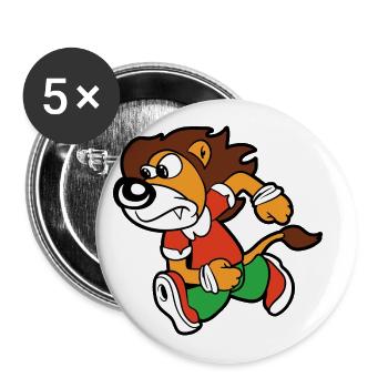 Löwe Sprinter Joggen Laufen Leichtathletik Workout - Buttons klein 25 mm (5er Pack) - Weiß - Vorne