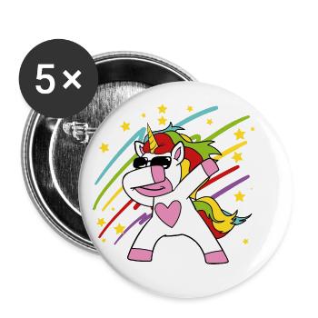 Mignon drôle drôle fable de licornes de Licorne - Lot de 5 petits badges (25 mm) - blanc - Devant