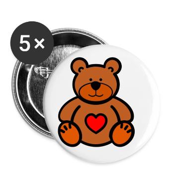 Teddybär - Buttons klein 25 mm (5er Pack) - Weiß - Vorne
