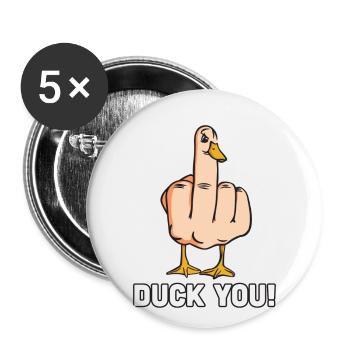 Lustige Ente Duck You Spruch Mittelfinger Geschenk - Buttons klein 25 mm (5er Pack) - Weiß - Vorne