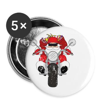 Noël rétro style grunge vintage - Lot de 5 petits badges (25 mm) - blanc - Devant