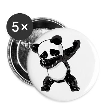 Retro Vintage Grunge Style Dabbing Dab Panda - Buttons small 1''/25 mm (5-pack) - white - Front