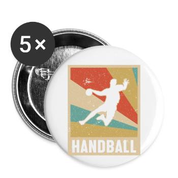 Joueur de handball Joueur rétro de handball player - Lot de 5 petits badges (25 mm) - blanc - Devant