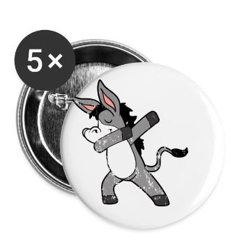 Retro Vintage Grunge Style Dabbing Dab Esel - Buttons klein 25 mm (5er Pack) - Weiß - Vorne