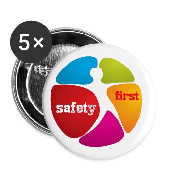 SAFETY FIRST * SICHERHEIT - Buttons small 1''/25 mm (5-pack) - white - Front