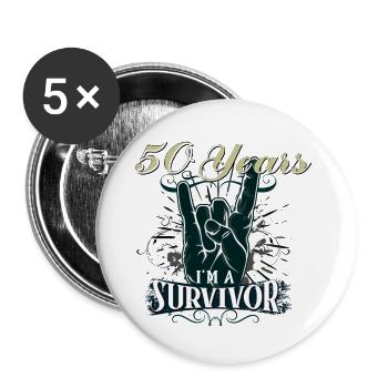 Rocker - 50ème anniversaire - Lot de 5 petits badges (25 mm) - blanc - Devant