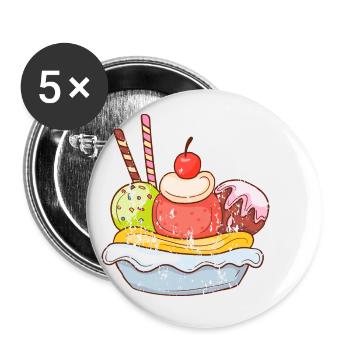 Coupe de glace style rétro grunge vintage - Lot de 5 petits badges (25 mm) - blanc - Devant