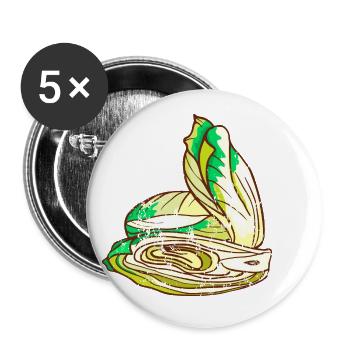 Retro Vintage Grunge Style Radicchio Chicoree - Buttons klein 25 mm (5er Pack) - Weiß - Vorne