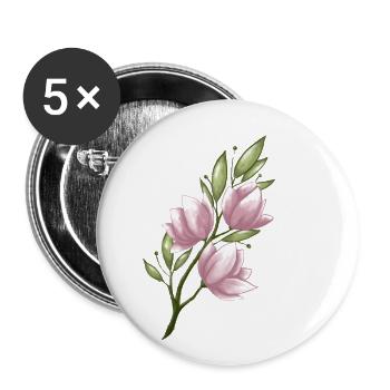 Magnolia, flower, spring, plant, summer, garden - Buttons small 1''/25 mm (5-pack) - white - Front