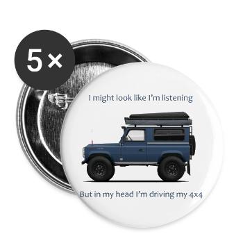 Illustratives Design meines Autos 4x4 Offroad - Buttons klein 25 mm (5er Pack) - Weiß - Vorne