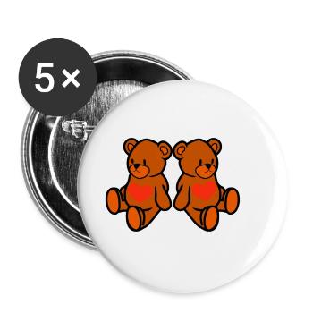 teddy bear - Buttons small 1''/25 mm (5-pack) - white - Front