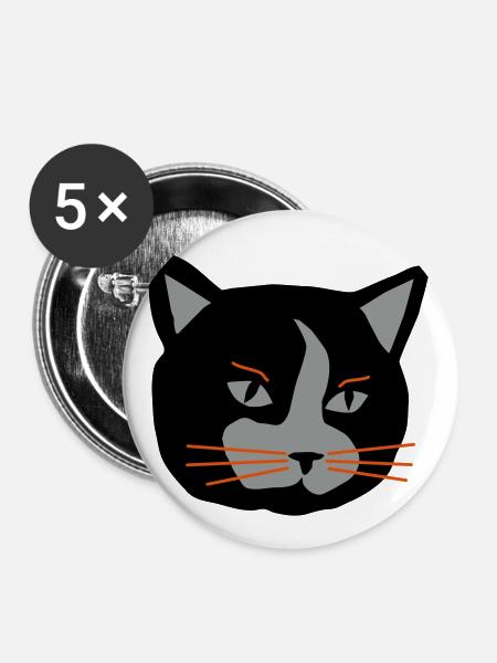 Cat - Buttons klein 25 mm (5er Pack) - Weiß