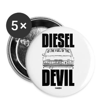 Le diesel est le carburant du diable - Lot de 5 petits badges (25 mm) - blanc - Devant