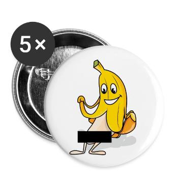 Une banane révélatrice montre sa banane * censurée * - Lot de 5 petits badges (25 mm) - blanc - Devant