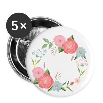 Blumenkranz-Magie - Buttons klein 25 mm (5er Pack) - Weiß - Vorne