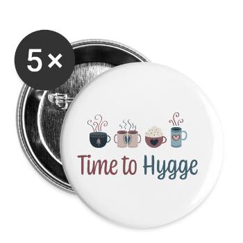 Time to Hygge - Lot de 5 petits badges (25 mm) - blanc - Devant