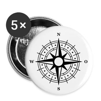 symbole de la boussole - Lot de 5 petits badges (25 mm) - blanc - Devant
