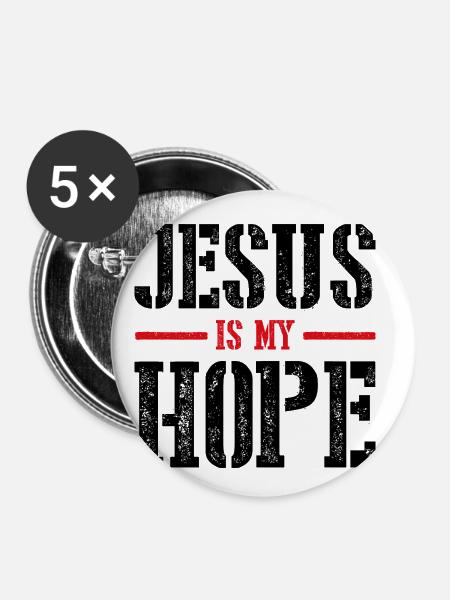 Jesus ist meine Hoffnung - Buttons klein 25 mm (5er Pack) - Weiß