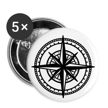 Compass | Signpost | Maritime - Buttons small 1''/25 mm (5-pack) - white - Front