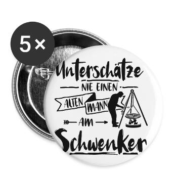 Saarlaender grillen schwenker Mann - Buttons klein 25 mm (5er Pack) - Weiß - Vorne
