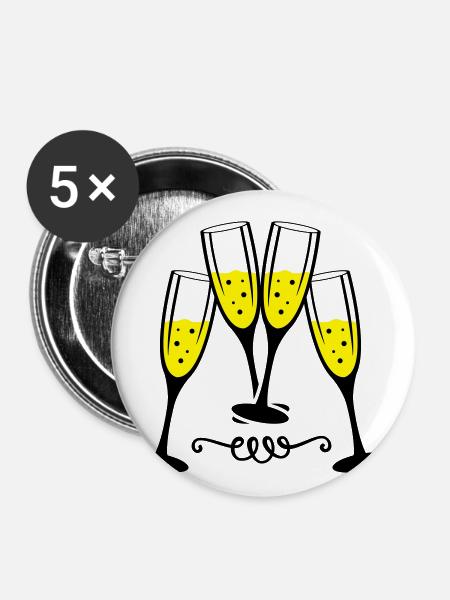 sekt glas anstossen - Buttons klein 25 mm (5er Pack) - Weiß